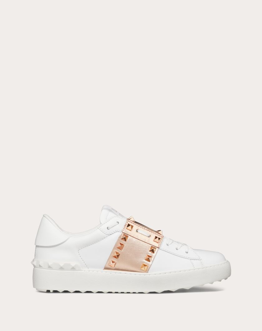 ROCKSTUD UNTITLED SNEAKER IN CALFSKIN LEATHER WITH METALLIC STRIPE - Image 6